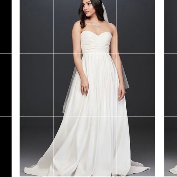 David’s Bridal Pleated Strapless Wedding Dress - Picture 1 of 13